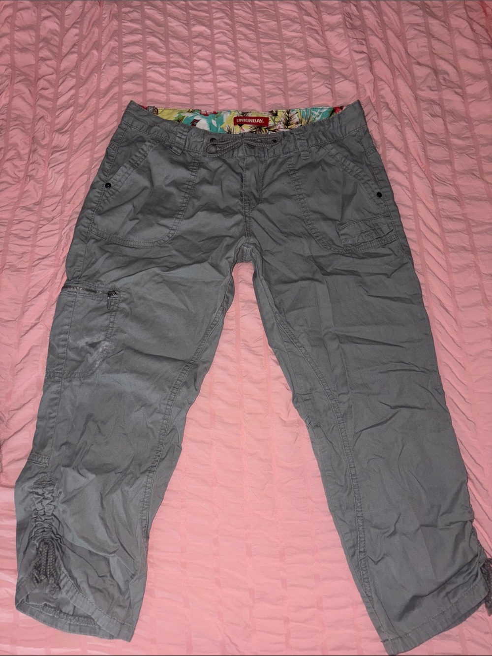 Light Gray Cargo Capri Pants